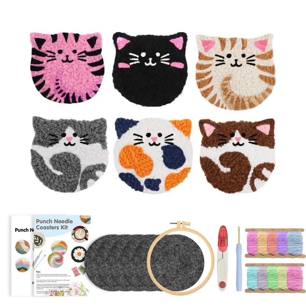 Cat Coaster DIY - Punch Needle Kit