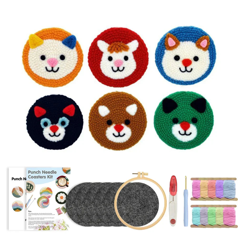 Animal Coaster DIY Hoop - Punch Needle Kit