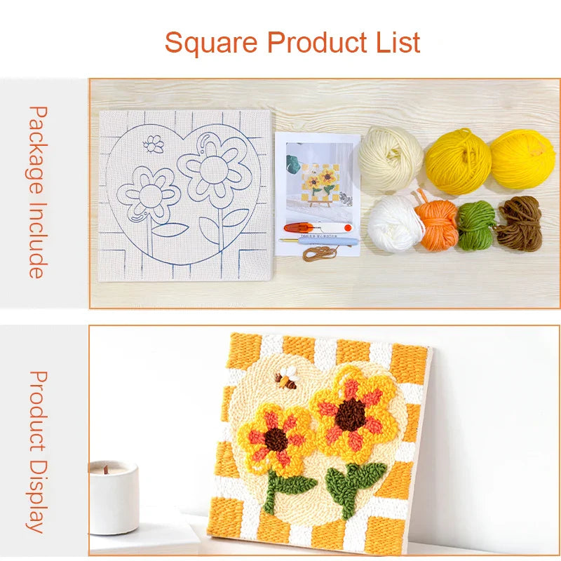 Beginner Flower Punch Needle Embroidery Kit Easy DIY Magic Needle Embroidery Kit Cross Stitch Needle Art And Craft Supplies