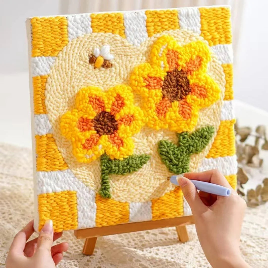 Beginner Flower Punch Needle Embroidery Kit Easy DIY Magic Needle Embroidery Kit Cross Stitch Needle Art And Craft Supplies