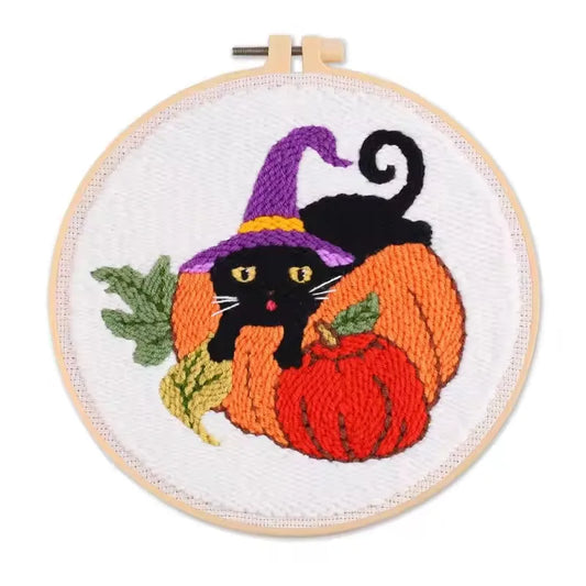 Black Cat Pumpkin - Punch Needle Kit