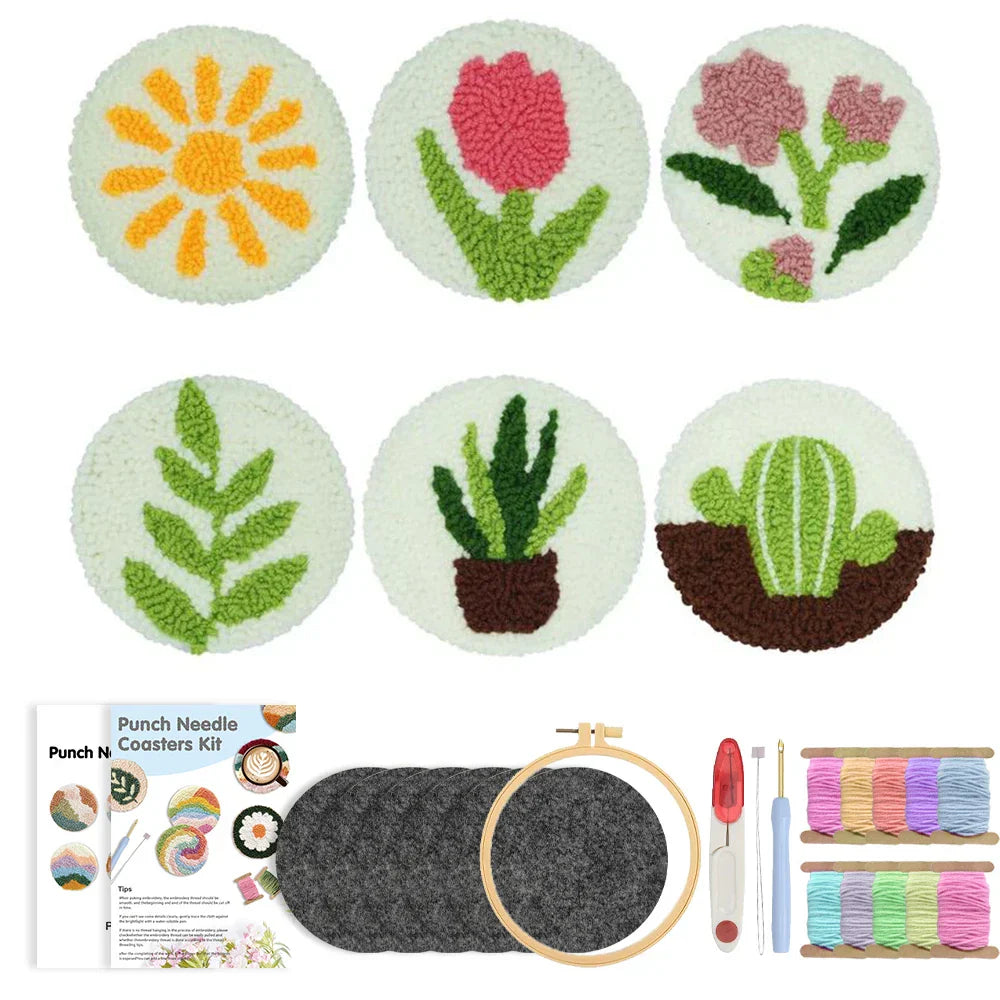 Botanical Coasters - Punch Needle Kit