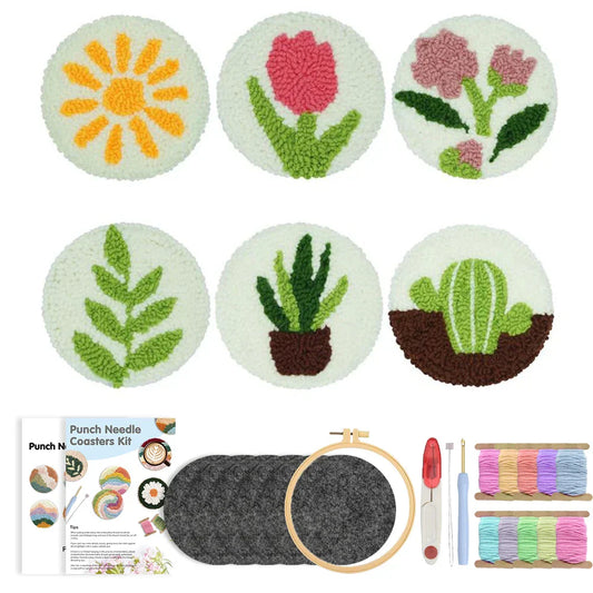 Botanical Coasters - Punch Needle Kit