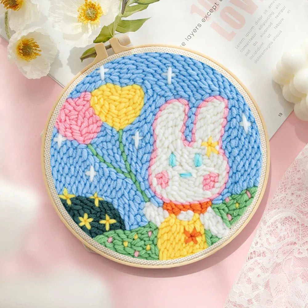 Bunny Floral - Punch Needle Kit