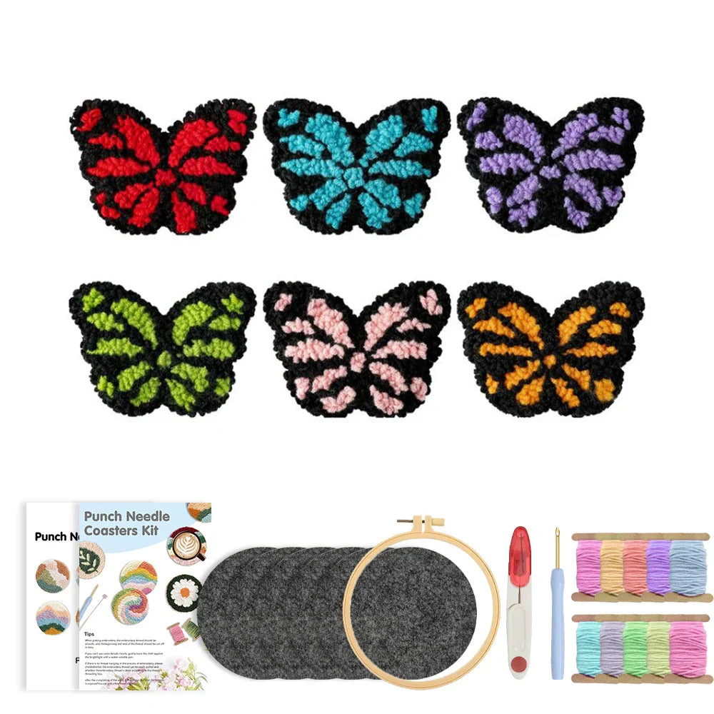 Butterfly Coasters - Punch Needle Kit