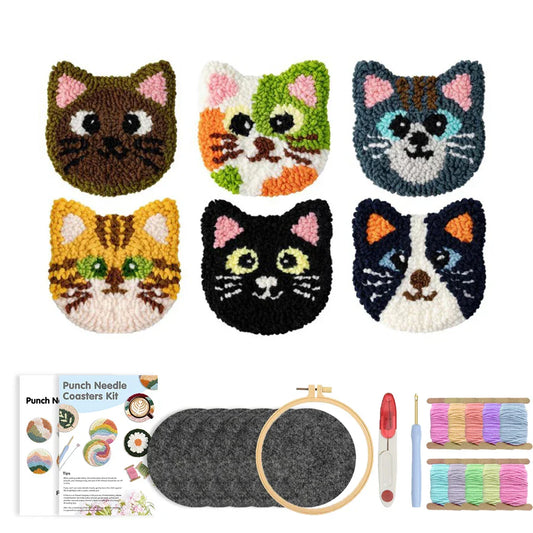 Cat Coaster Mats - Punch Needle Kit