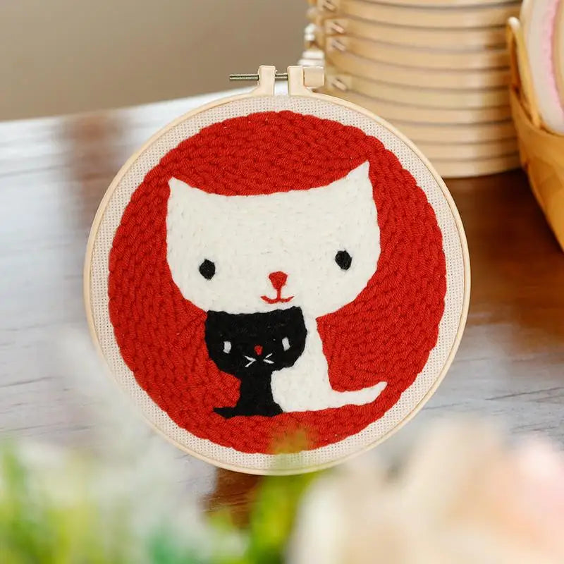 Cat Embroidery Set - Punch Needle Kit