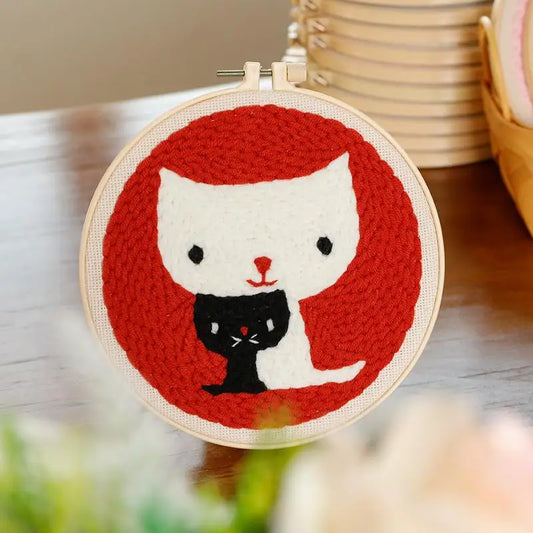 Cat Embroidery Set - Punch Needle Kit