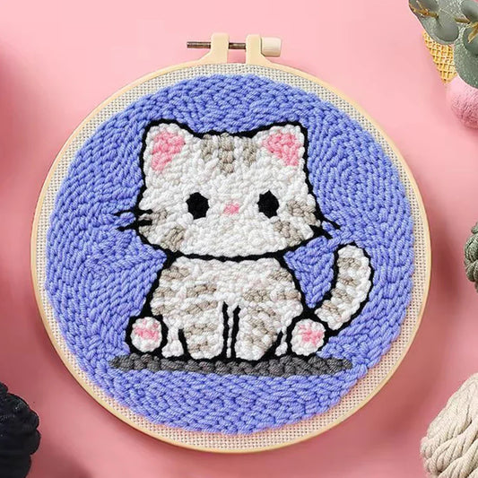 Cat Embroidery Starter - Punch Needle Kit