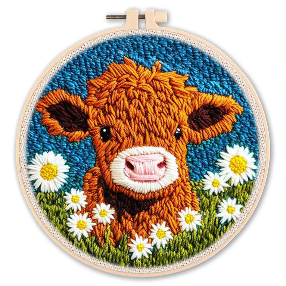 Cow And Daisy - Punch Needle Kit