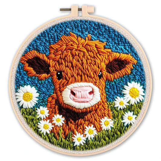 Cow And Daisy - Punch Needle Kit