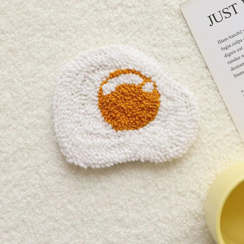 Craft Punch Needle Coasters Kit Easy Wool Poke Magic Needle Embroidery Set Making Tufted Mug Rug Pads Coaster for Adult Beginner