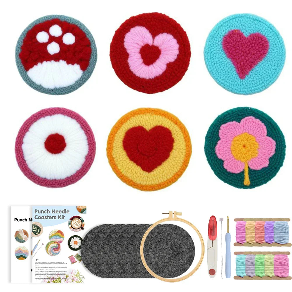 Cup Mats Embroidery - Punch Needle Kit