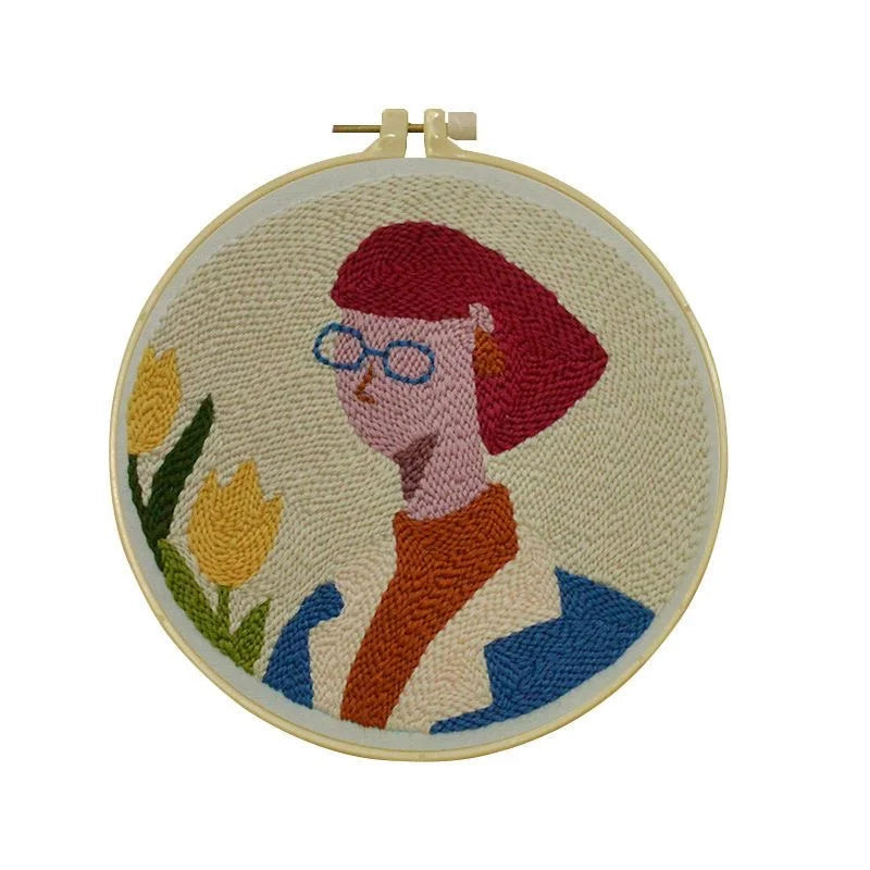 Cute Art Punch Needle Kit DIY Needlework Cartoon World Famous Painting Needlecraft for Beginner Cross Stitch Artcraft(Full Set)