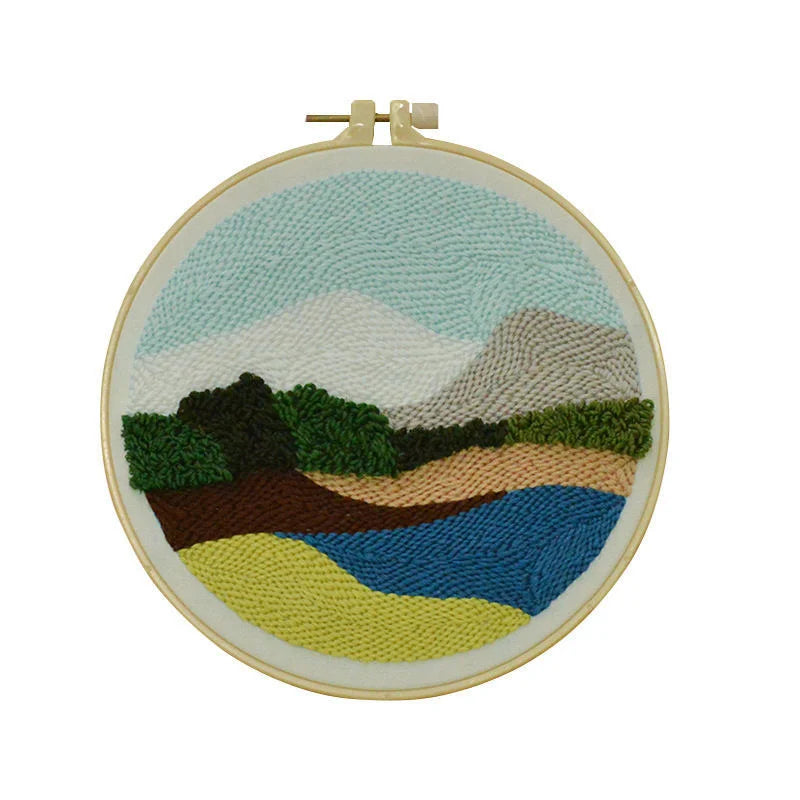 Cute Art Punch Needle Kit DIY Needlework Cartoon World Famous Painting Needlecraft for Beginner Cross Stitch Artcraft(Full Set)