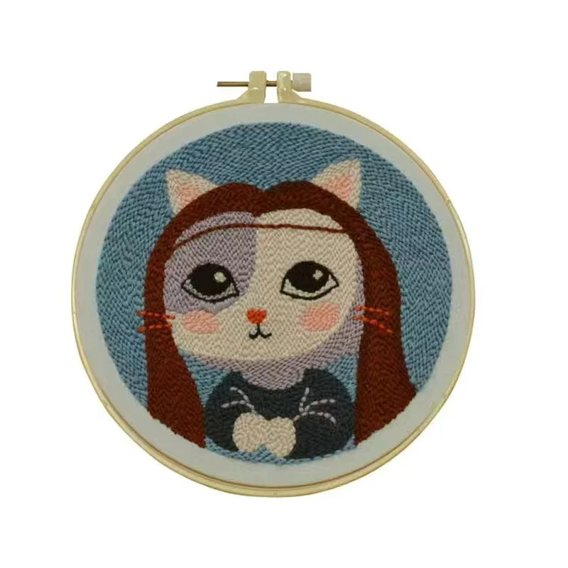 Cute Art Punch Needle Kit DIY Needlework Cartoon World Famous Painting Needlecraft for Beginner Cross Stitch Artcraft(Full Set)