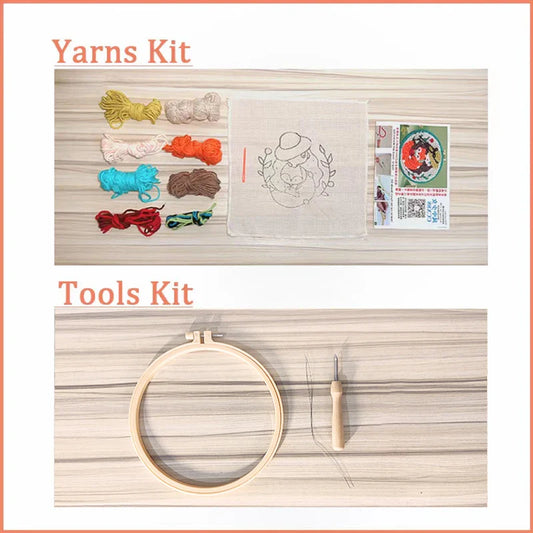 Cute Plants Punch Needle Starter Kits Soft Yarn Punch Needle Embroidery Kit Easy Embroidery Needlework Wool Work Home Decor