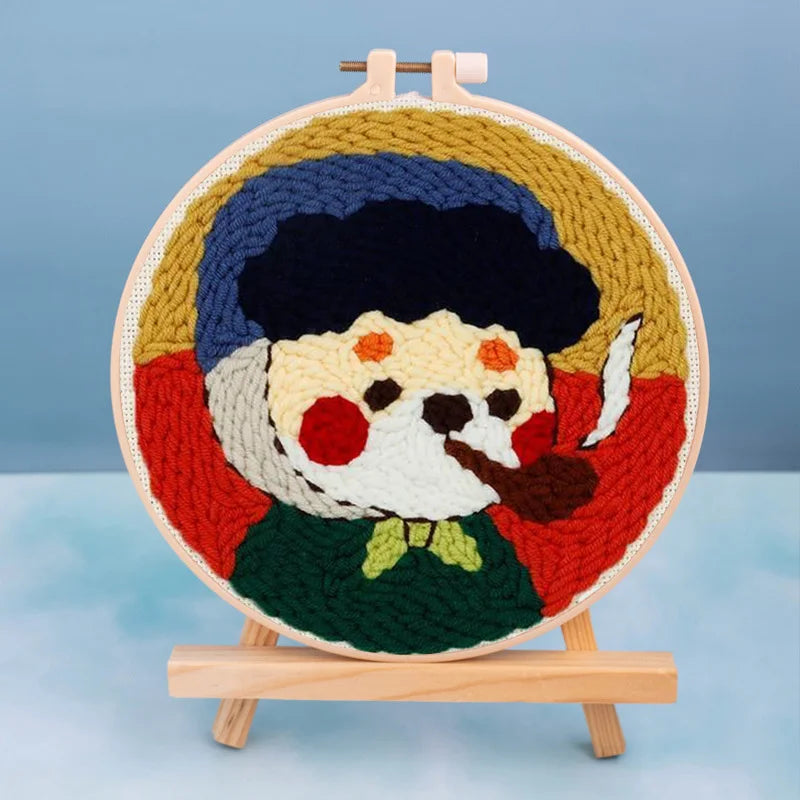 DIY Embroidery Kit Cartoon Punch Needle Stitching Craft Set Pattern Printed Needlework Cross Stitch Sewing Painting Home Decor