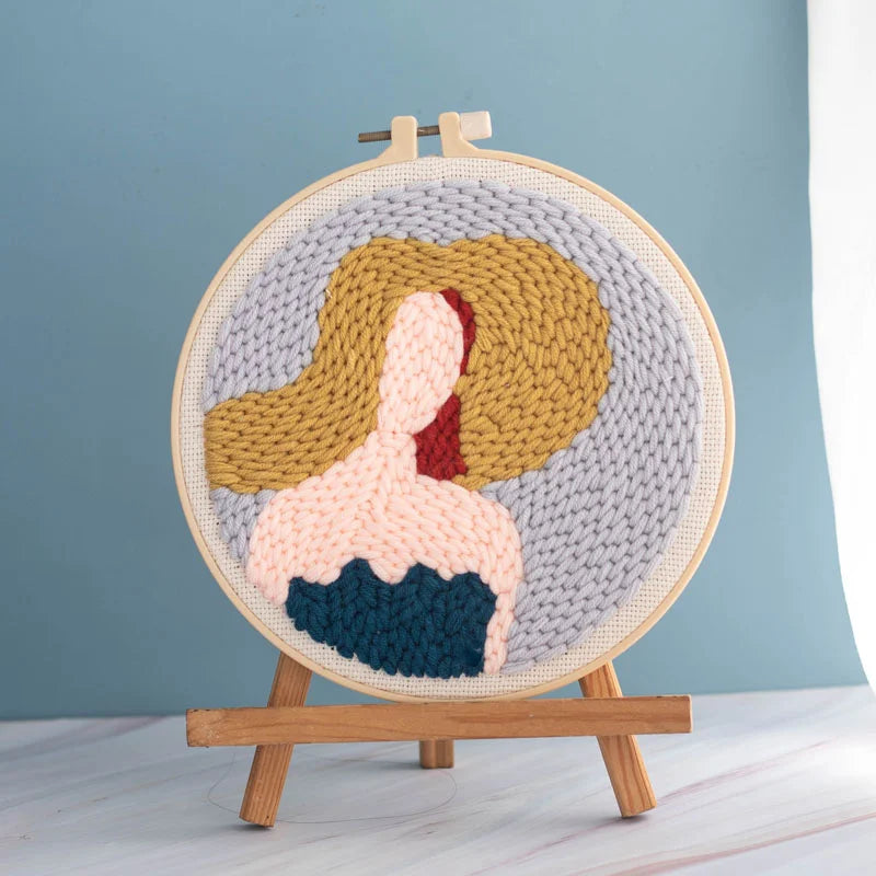 DIY Embroidery Kit Cartoon Punch Needle Stitching Craft Set Pattern Printed Needlework Cross Stitch Sewing Painting Home Decor