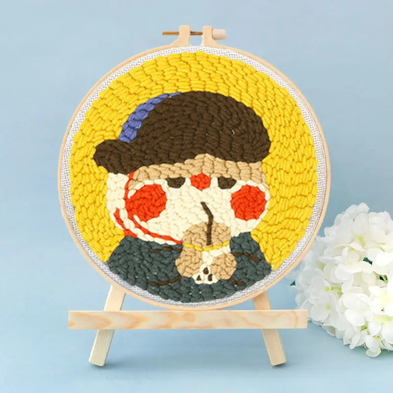 DIY Embroidery Kit Cartoon Punch Needle Stitching Craft Set Pattern Printed Needlework Cross Stitch Sewing Painting Home Decor