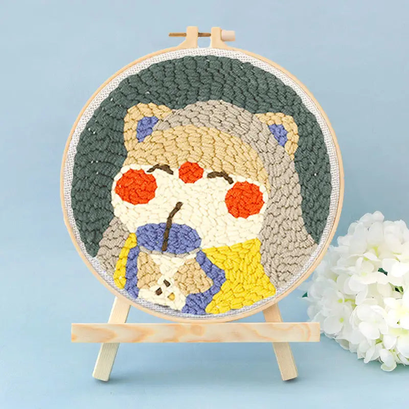 DIY Embroidery Kit Cartoon Punch Needle Stitching Craft Set Pattern Printed Needlework Cross Stitch Sewing Painting Home Decor