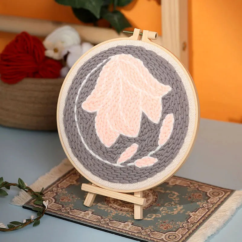 DIY Punch Needle Embroidery Kit with Yarn Floral Pattern Starter Kit Magic Tufting Set Poking Cross Stitch Tools For Knitting