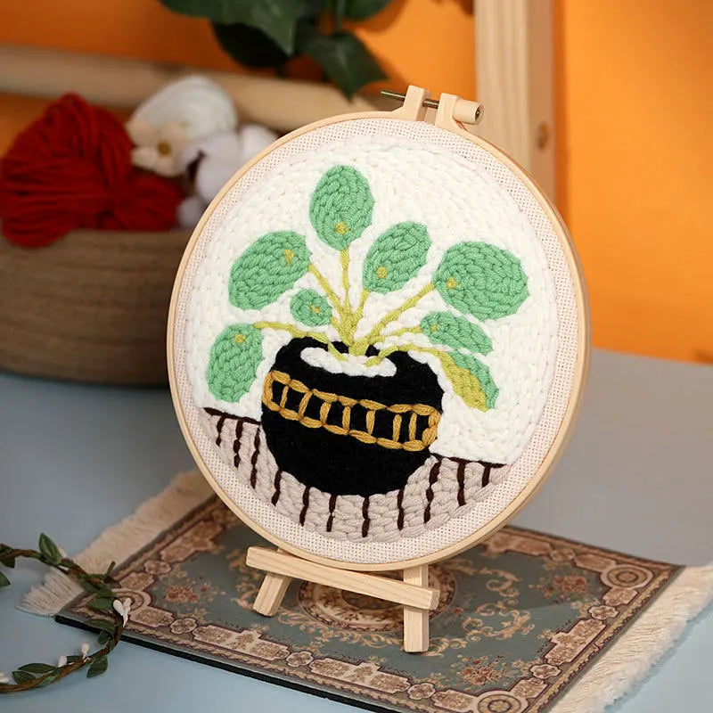 DIY Punch Needle Embroidery Kit with Yarn Floral Pattern Starter Kit Magic Tufting Set Poking Cross Stitch Tools For Knitting