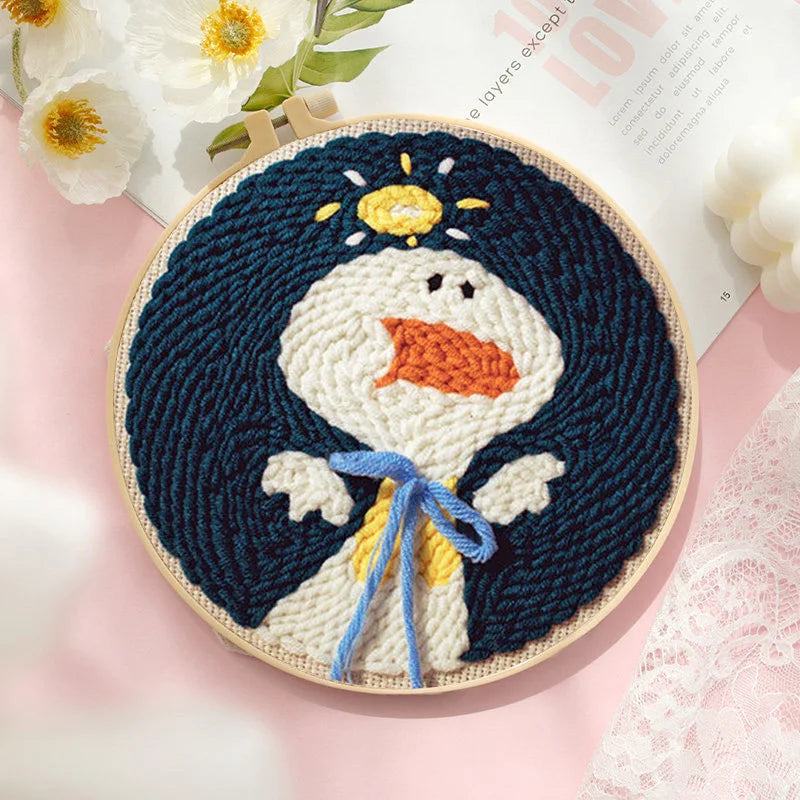 DIY Punch Needle Embroidery Starter Kits For Beginner Kids Dog Bear Lighthouse Handicrafts Poking Embroidery Yarn Painting Arts