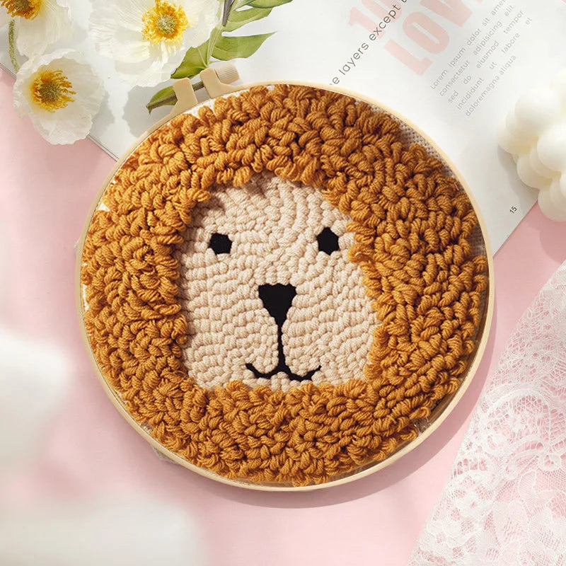 DIY Punch Needle Embroidery Starter Kits For Beginner Kids Dog Bear Lighthouse Handicrafts Poking Embroidery Yarn Painting Arts