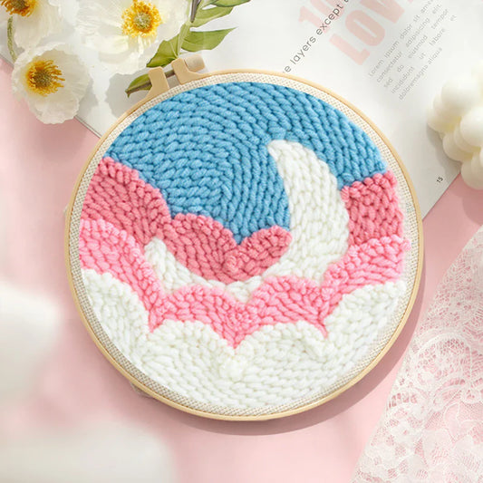 Easy punch needle starter kit 20x20cm diy embroidery hoop yarn