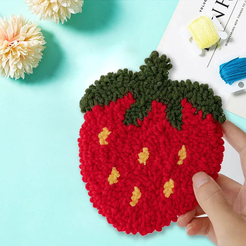 Embroidery Kit Punch Needle Coaster Set Magic Needle For Embroidery DIY Tufted Coaster Material Craft Needle Art Craft For Adult