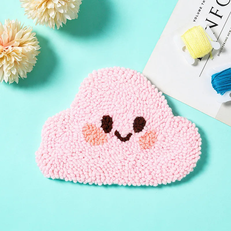 Embroidery Kit Punch Needle Coaster Set Magic Needle For Embroidery DIY Tufted Coaster Material Craft Needle Art Craft For Adult