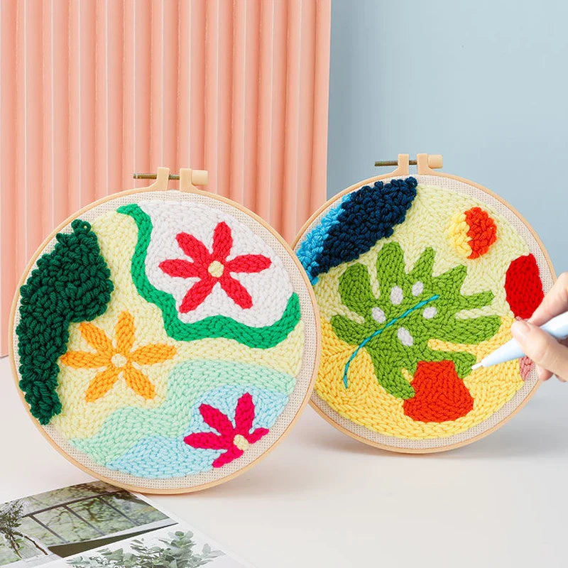 Embroidery Kit for Beginner Punch Needle Stitching Tool Magic Embroidery Needle Pen Weaving Tool Knitting Sewing Craft DIY