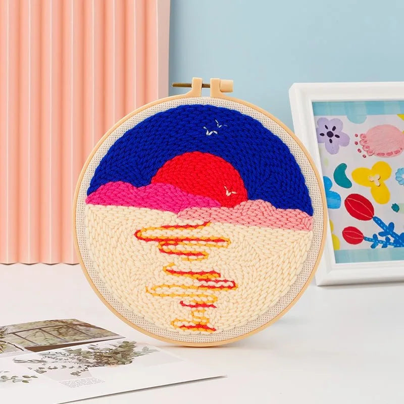 Embroidery Kit for Beginner Punch Needle Stitching Tool Magic Embroidery Needle Pen Weaving Tool Knitting Sewing Craft DIY