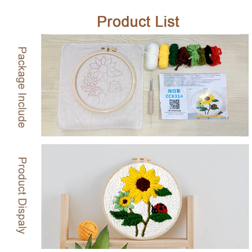 Embroidery Starter Kits Christmas Pattern Punch Needle Sewing Kit Funny Easy Yarn Painting Arts DIY Needlework Set For Beginner