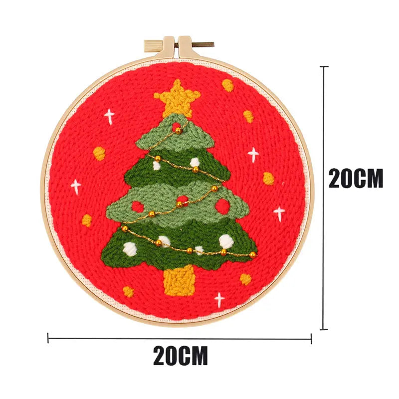 Embroidery Starter Kits Christmas Pattern Punch Needle Sewing Kit Funny Easy Yarn Painting Arts DIY Needlework Set For Beginner
