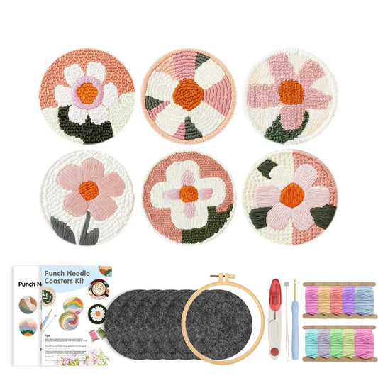 Floral DIY Coasters - Punch Needle Kit