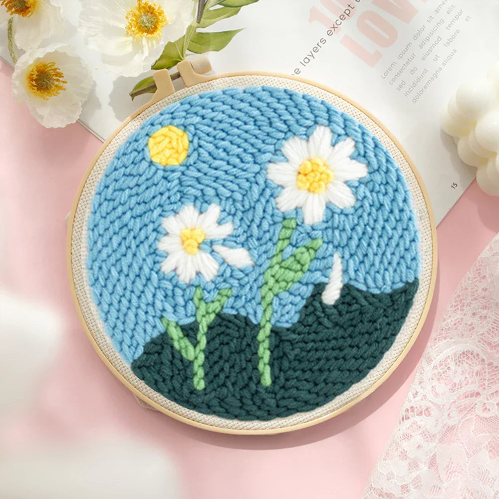Floral Hoop Embroidery - Punch Needle Kit