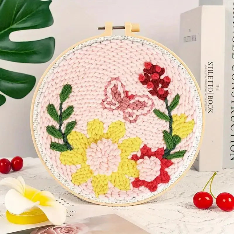 Floral Wall Art Hoop - Punch Needle Kit