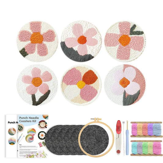 Floral Yarn Coaster - Punch Needle Kit