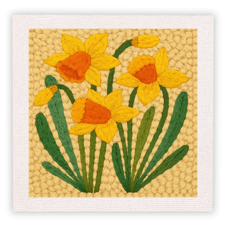 Floral punch needle embroidery kit with frame and yarn for beginners