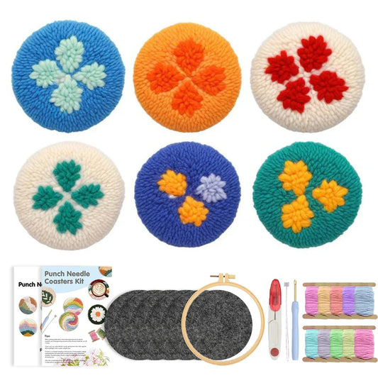 Flower Pattern Coasters - Punch Needle Kit