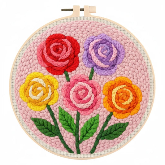 Flower Pattern Pen Hoop - Punch Needle Kit