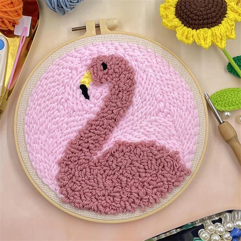 Flower Punch Needle Embroidery kit 3D Magic Needle For Embroidery Starter Kits for Adults DIY Cross Stitch Craft Art Needle Set