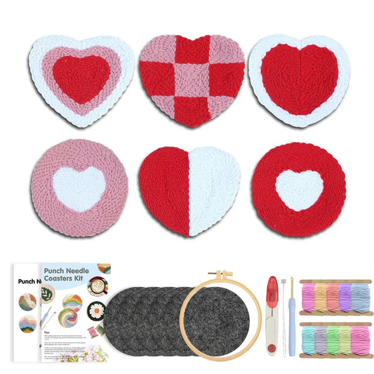 Heart Coasters Craft - Punch Needle Kit