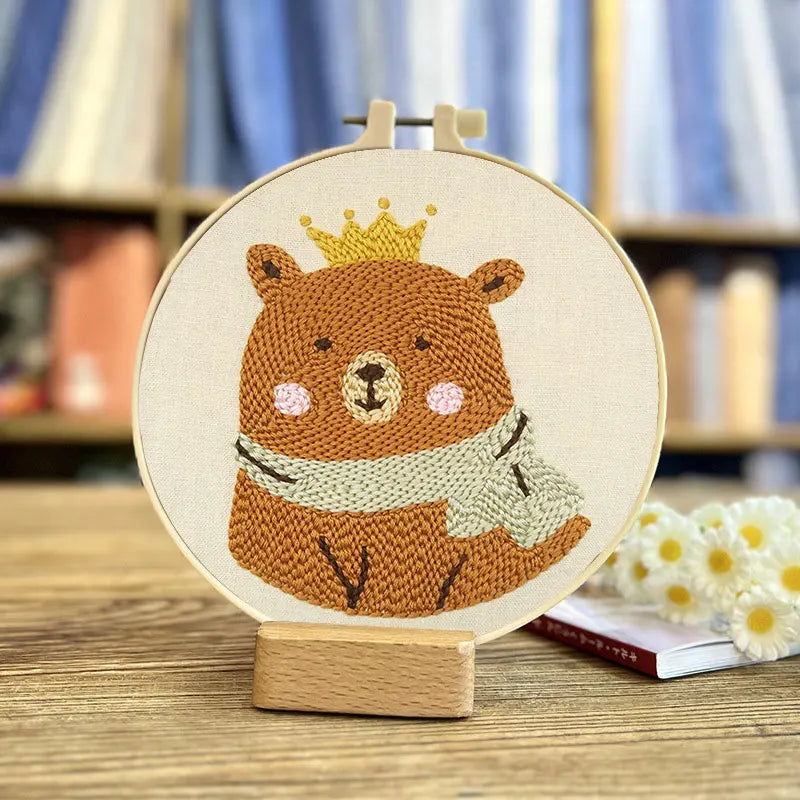 Magic Needle For Embroidery Set Panda Dinosaur Punch Needle Kits for Adults Beginner Whale Theme Sewing Needles Tool DIY Craft