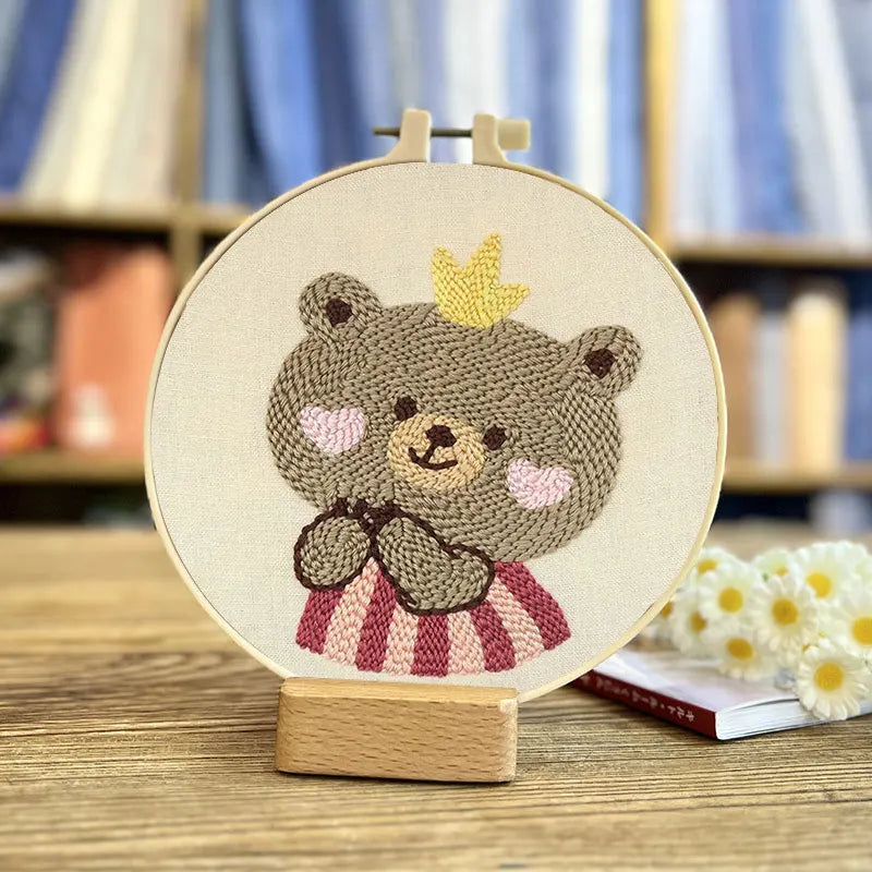 Magic Needle For Embroidery Set Panda Dinosaur Punch Needle Kits for Adults Beginner Whale Theme Sewing Needles Tool DIY Craft