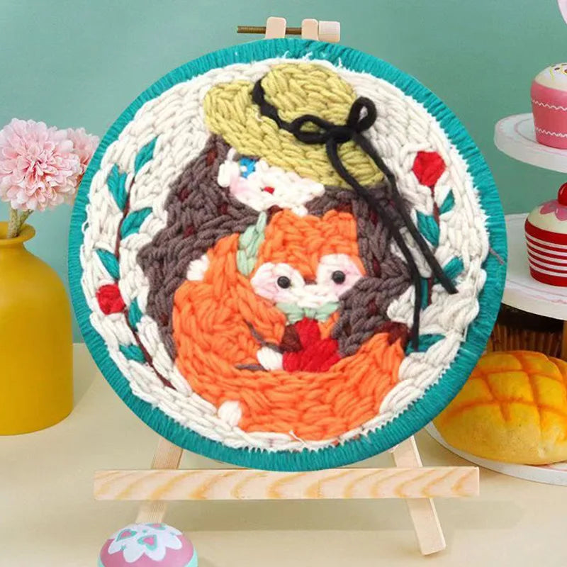 Magic Punch Needle Set Embroidery Starter Kit Circle Rabbit Hooking Beginner Pock Pen Hoop For Kids Adults Diy Craft Gift