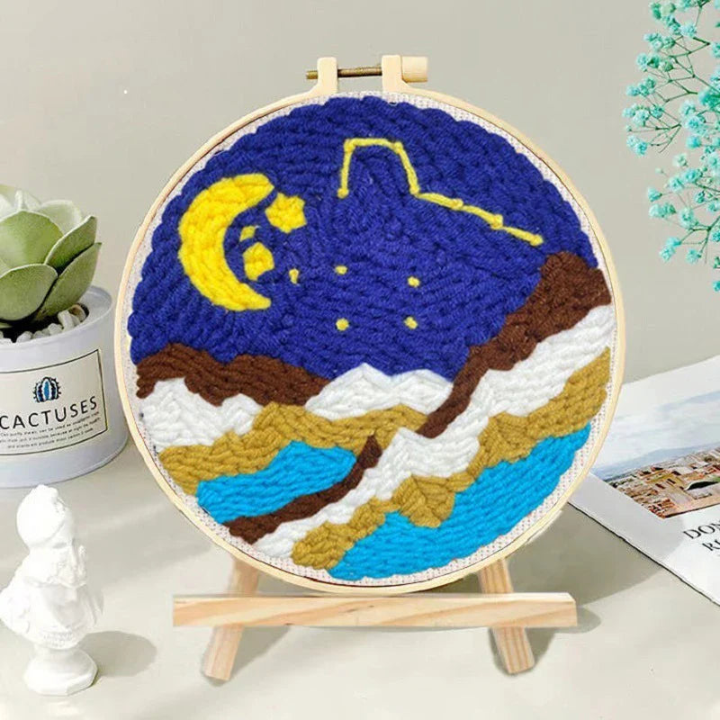 Magic Punch Needle Set Embroidery Starter Kit Circle Rabbit Hooking Beginner Pock Pen Hoop For Kids Adults Diy Craft Gift