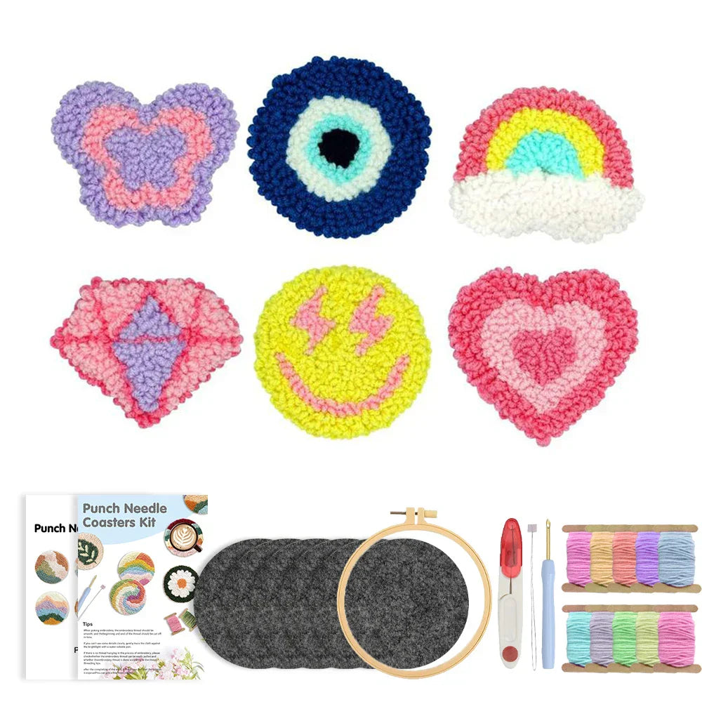 Multicolor Coasters - Punch Needle Kit